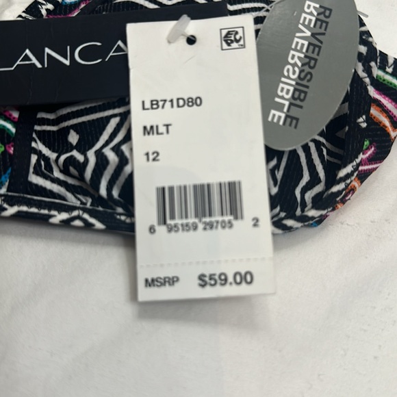NWT! LA BLANCA Bikini top, size 12. 2in1, Reversible, black,white,multicolored. - Picture 7 of 7